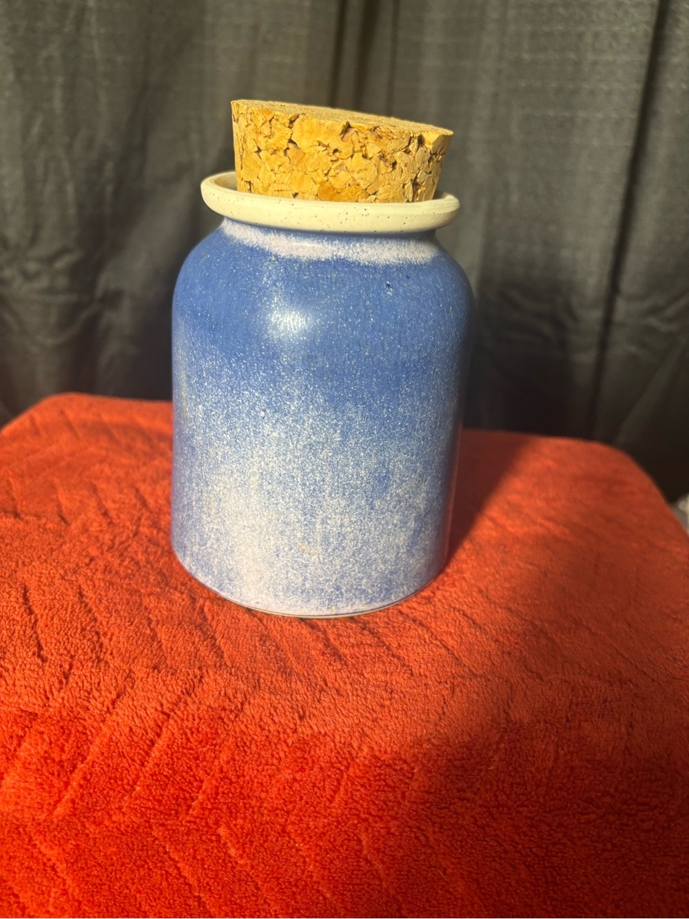 Dr Brophy’s Word Ceramic 'Pleasing People' Jar with Cork Lid - Blue & Cream - Picture 2 of 4